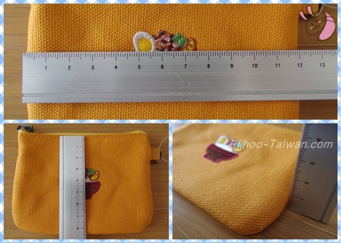 一帆布包-小銭入れのサイズを測ってる